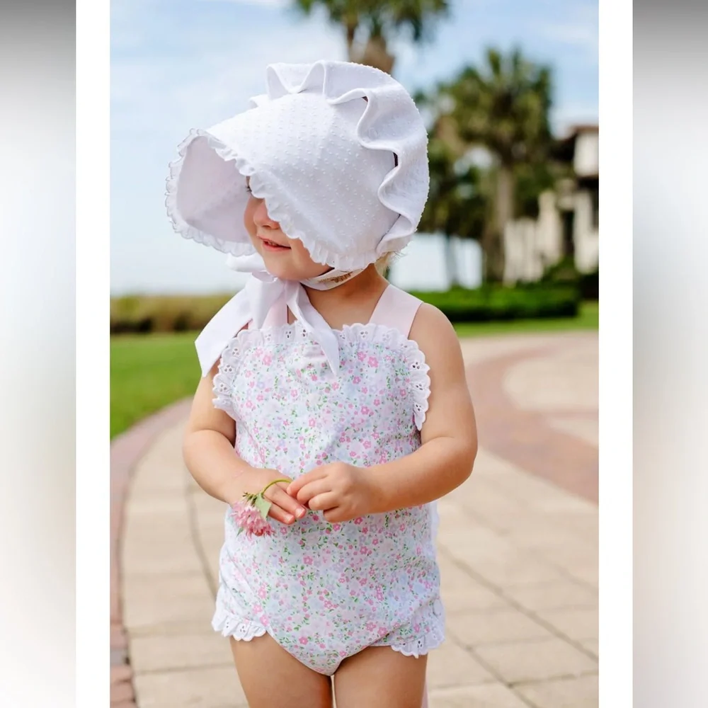 Beaufort Bonnet Sisi Sunsuit - Mountain Brook Mini Floral Palm Beach Pink 12-18m